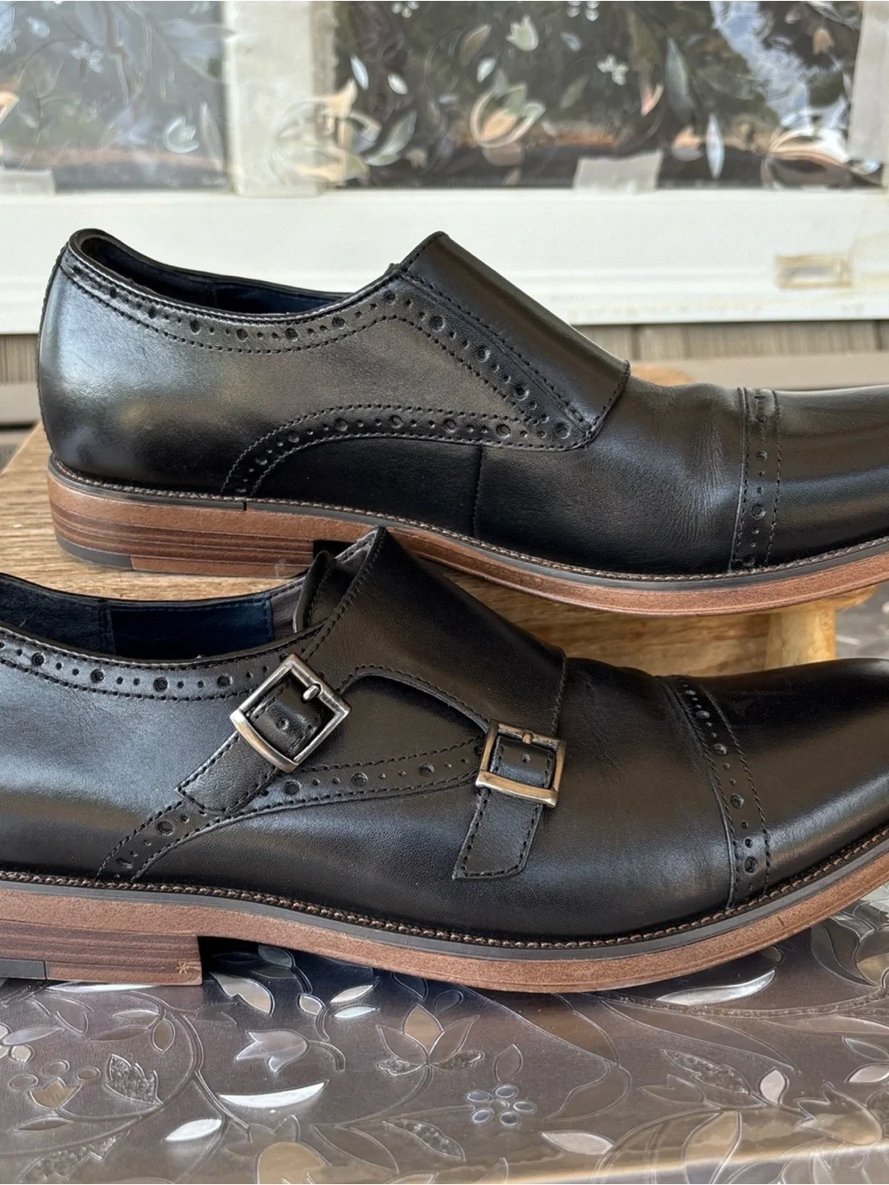 Dockers Men's Black Double Monk Strap Leather Oxfords 10.5 M